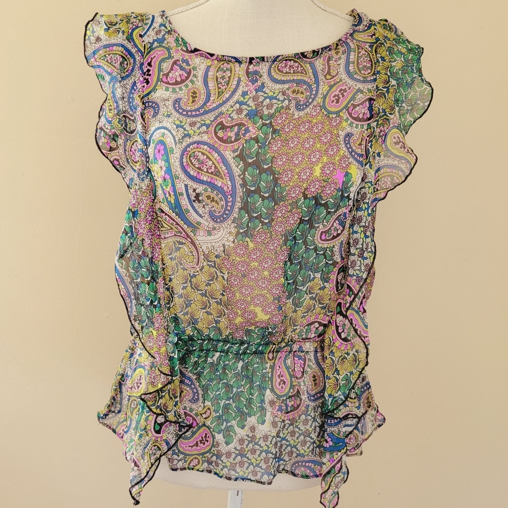 Susie Rose paisley ruffled blouse size medium